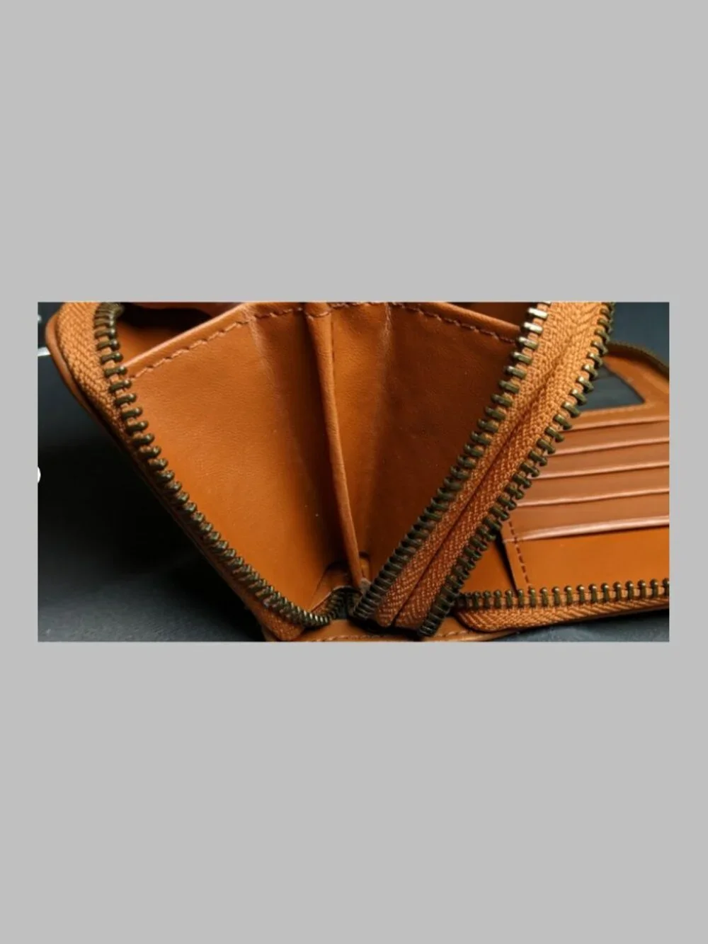 Brown Tan Woven Canvas Zip Around Wristlet Wallet Organizer Faux Leather Women